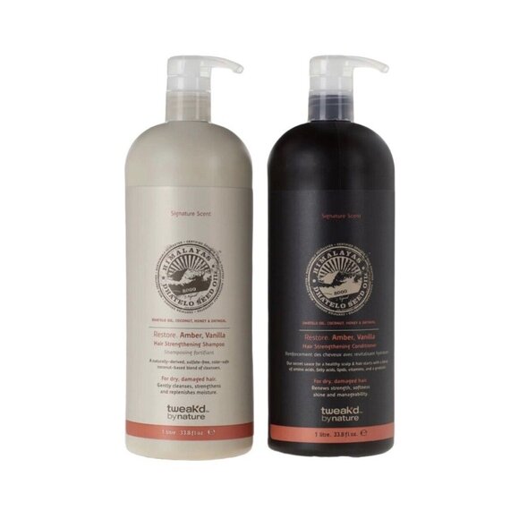 Tweak'd By Nature Restore Amber Vanilla Shampoo & Conditioner 33.8oz ea w/Pumps - Picture 1 of 3